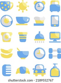 Morning routine, illustration, vector on a white background.