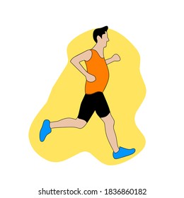 morning run during the pandemic, flat design