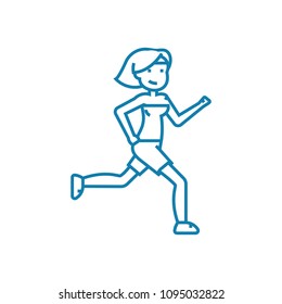 Morning running linear icon concept. Morning running line vector sign, symbol, illustration.