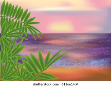 Morning sea background, vector illustration