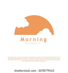 Morning simple logo design. Sun with cloud logo