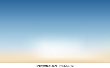 Morning sky, Horizon Spring sky scape in blue and yellow colour,Vector of nature sky in sunny day Summer, Horizon Natural banner background for World environment day, Save the earth or Earth day