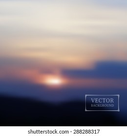 Morning sky sunset with hill. Abstract vector background. Illustration of soft colored abstract blurred Image.