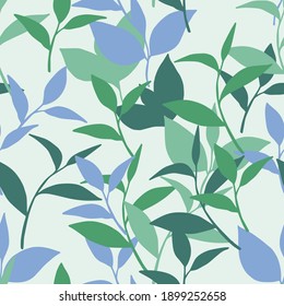 Morning Spring Plant Leaves Vector Illustration Seamless Pattern can be used for Background and Apparel Design