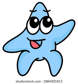Morning Star with a cute face is sitting, doodle icon image. cartoon caharacter cute doodle draw