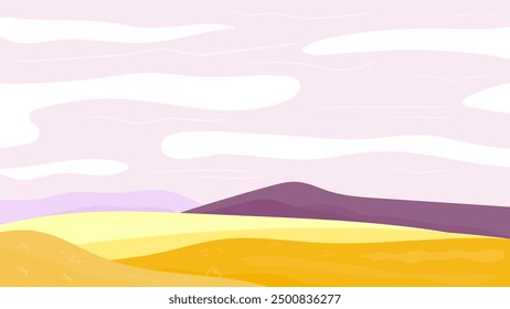 morning steppe arid landscape vector background