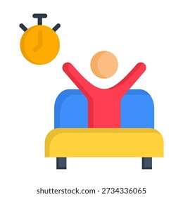 Morning Stretch Icon Flat Style Vector Illustration
