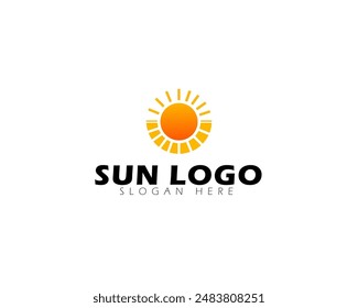 Morning or Summer Sun Rays for Solar Panel System Electricity Logo Design