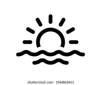 Morning sun above the sea vector icon