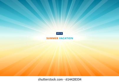 Morning Sun Shines In The Sky In Summer Vacation. In The Season Of Travel Vector