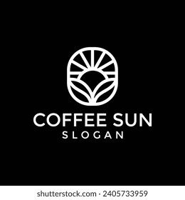 Morning Sun Sunrise Coffee Line for Cafe Logo Design.