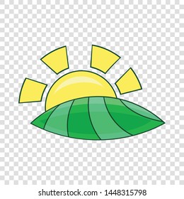 Morning sunrise icon. Cartoon illustration of morning sunrise vector icon for web design