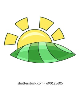 Morning sunrise icon. Cartoon illustration of morning sunrise vector icon for web design