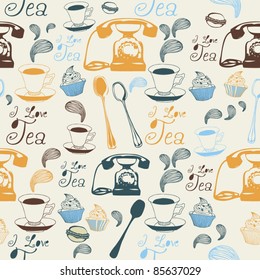 Morning tea cup seamless background