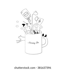 Morning tea. Graphic illustration.