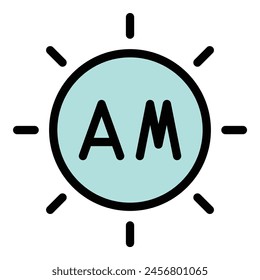 Morning time icon outline vector. World clock. Local timezone color flat
