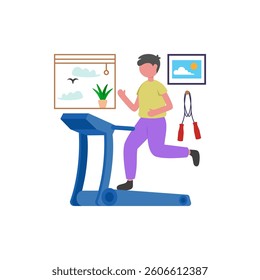 Morning Treadmill Cardio Session Vector Illustration