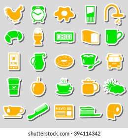 morning wake up theme color stickers set eps10