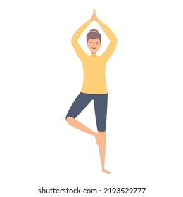 Morning yoga icon cartoon vector. Sport exercise. Active gym