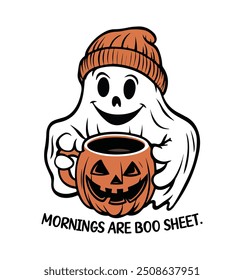 Mornings Are Boo Sheet Funny Halloween Ghost t-shirt vector design