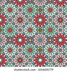 Moroccan abstract pattern. Colorful islamic tile. Zellige background. colorful vector illustration.