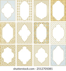 Moroccan Arabic frames. Vector borders bundle. Templates for design, invitation, event, wedding. 