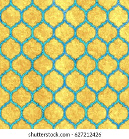 Moroccan arabic tiles paper texture vector seamless pattern with different colors background