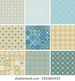 Moroccan arabic vector seamless pattern. Arabic digital paper. Mediterranean tile ornament. Arabesque pattern. Instant download. Printable 