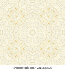 Patrón transparente del vector floral auténtico marroquí. Diseño de papeletas de escritorio. Clásico motivo español. Diseño de huellas de pared. Círculos y líneas de elementos textura.