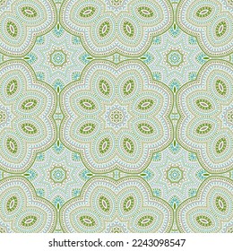Moroccan authentic floral vector seamless motif. Batik print design. Modern chinese pattern. Interior decor design. Flower and leaves elements texture.