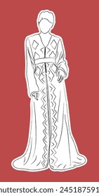 Moroccan caftan sticker. Traditional Dress. Removable background. Vector stock
