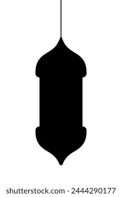 Marokkanischer Kerzenständer. Silhouette. Vektorillustration. Hängelaterne-Wandleuchte. Gliederung auf isoliertem Hintergrund. Eine dunkle Lampe hängt an einem Faden. 