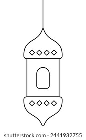 Marokkanischer Kerzenständer. Skizze Vektorgrafik. Gliederung auf isoliertem Hintergrund. Doodle-Stil. 