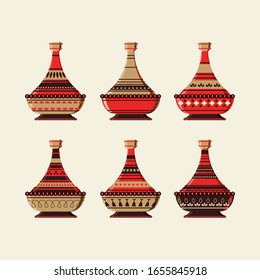 Moroccan Ceramic Tajine Vector Set Collection
