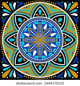 Moroccan ceramic tile pattern. Mediterranean traditional folk ornament.