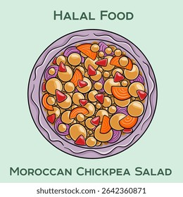Moroccan chickpea salad, combining chickpeas, cucumbers, tomatoes, and herbs, dressed with lemon and olive oil