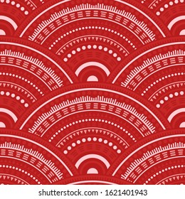 Moroccan circle elements background vector seamless pattern. Ethnic motifs abstract repeating geometry. Arabic folk circle mandala elements seamless geometric pattern.