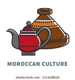 Moroccan culture symbols vector icon