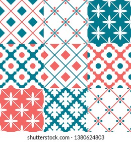 Moroccan decorative pattern for the background, tile and textiles. It is assembled from modular parts. Vector. Seamless.