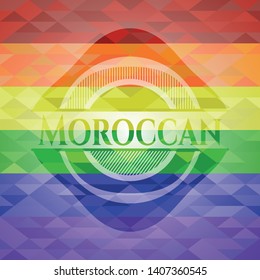 Moroccan emblem on mosaic background with the colors of the LGBT flag