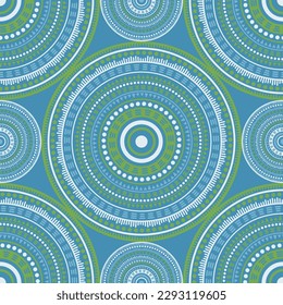 Moroccan ethnic motifs seamless pattern. Circle medallion mandala geometric tiles. Textile print template. Clothes, carper or tile pattern. Trendy circular seamless ornament. Henna mandala design.