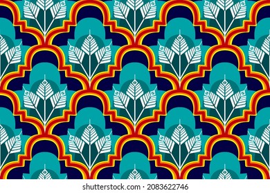 Moroccan ethnic pattern design. Aztec fabric carpet mandala ornament boho chevron textile decoration wallpaper. Tribal turkey African Indian traditional embroidery vector illustrations background 