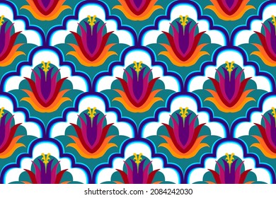 Moroccan ethnic pattern design. Aztec fabric carpet mandala ornament boho chevron textile decoration wallpaper. Tribal turkey African Indian traditional embroidery vector illustrations background 