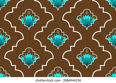 Moroccan ethnic pattern design. Aztec fabric carpet mandala ornament chevron textile decoration wallpaper. Native American tribal turkey African Indian traditional embroidery vector background 
