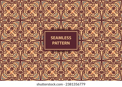 Moroccan Ethnic seamless pattern design. Aztec fabric carpet mandala ornament chevron textile decoration wallpaper. Tribal turkey African Indian traditional embroidery vector illustrations background