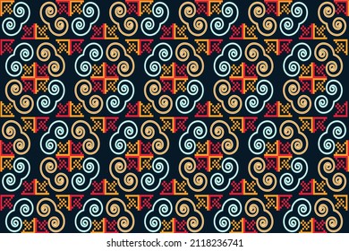 Moroccan fabric pattern design, geometric, ethnic, oriental, traditional pattern design for background carpet wallpaper clothing wrap batik vector illustration embroidery style