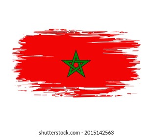 Moroccan flag brush grunge background. Vector illustration.