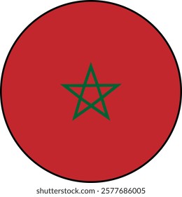 Moroccan flag icon on transparent background. Vector icon with black outline around the flag