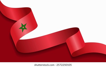 Moroccan flag wavy abstract background. Vector illustration.