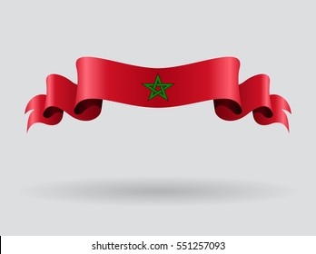 Moroccan flag wavy abstract background. Vector illustration.